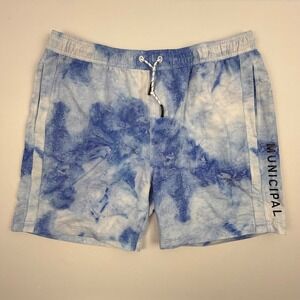 Municipal Sport Utility Gear Mens XL Blue Tie Dye Active Shorts Mesh Lined 7in
